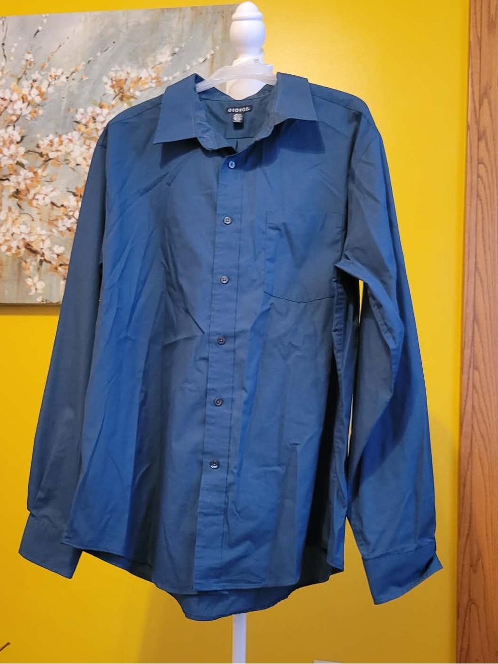 George Men’s Dark Blue Button-Up Dress Shirt